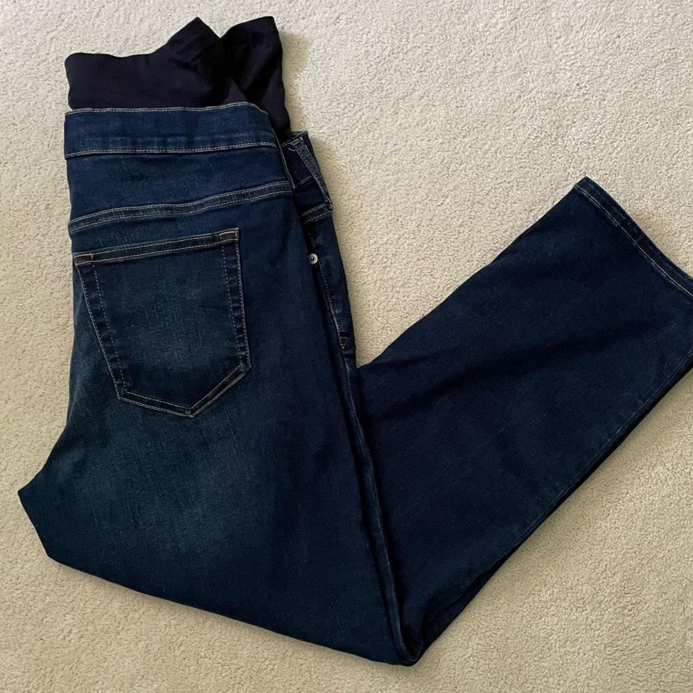 GAP Maternity True Waistband Full Panel Cheeky Straight Jeans Dark Wash Size 30R - Picture 4 of 7